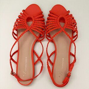 NWOT Anthropologie Deep Orange Woven Strap Flat Sandals Size 39